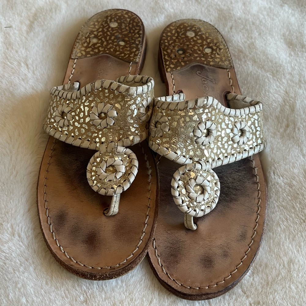 Jack Rogers tan and silver speck sandal